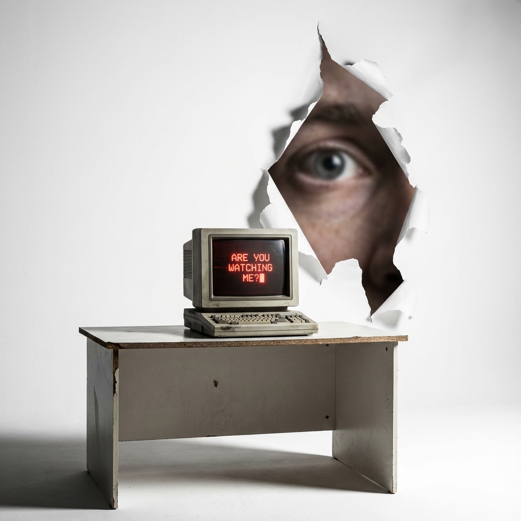 Reality Tearing Behind Laptop